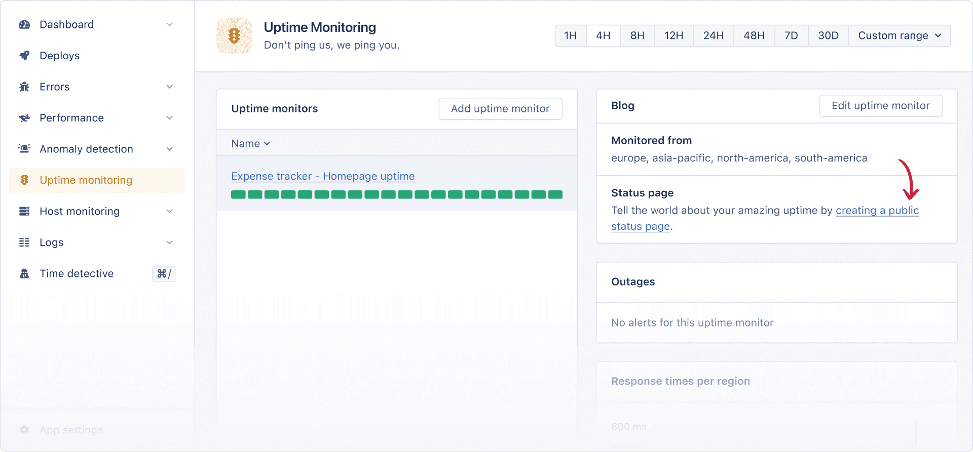 Creating a public status page - step 1