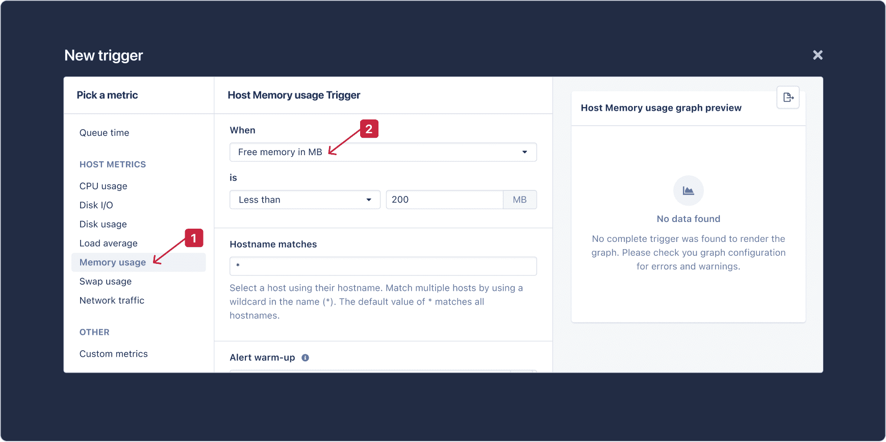 Trigger for low memory