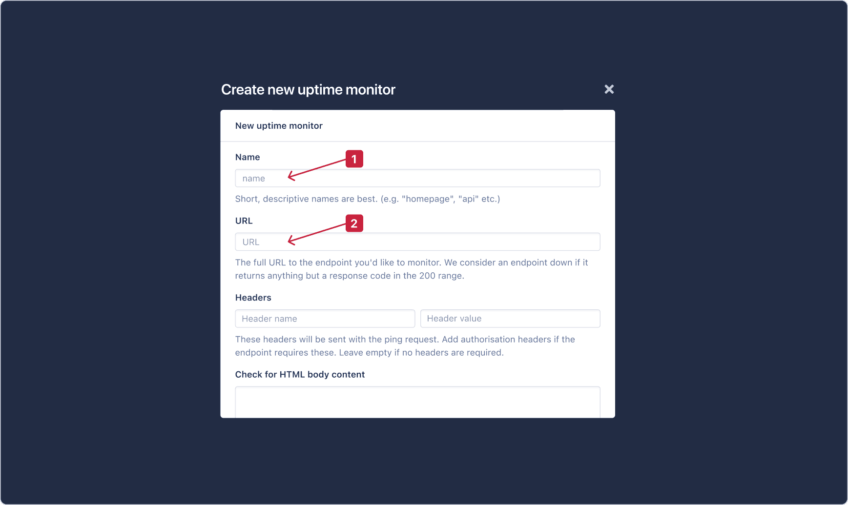 Create uptime monitor - one