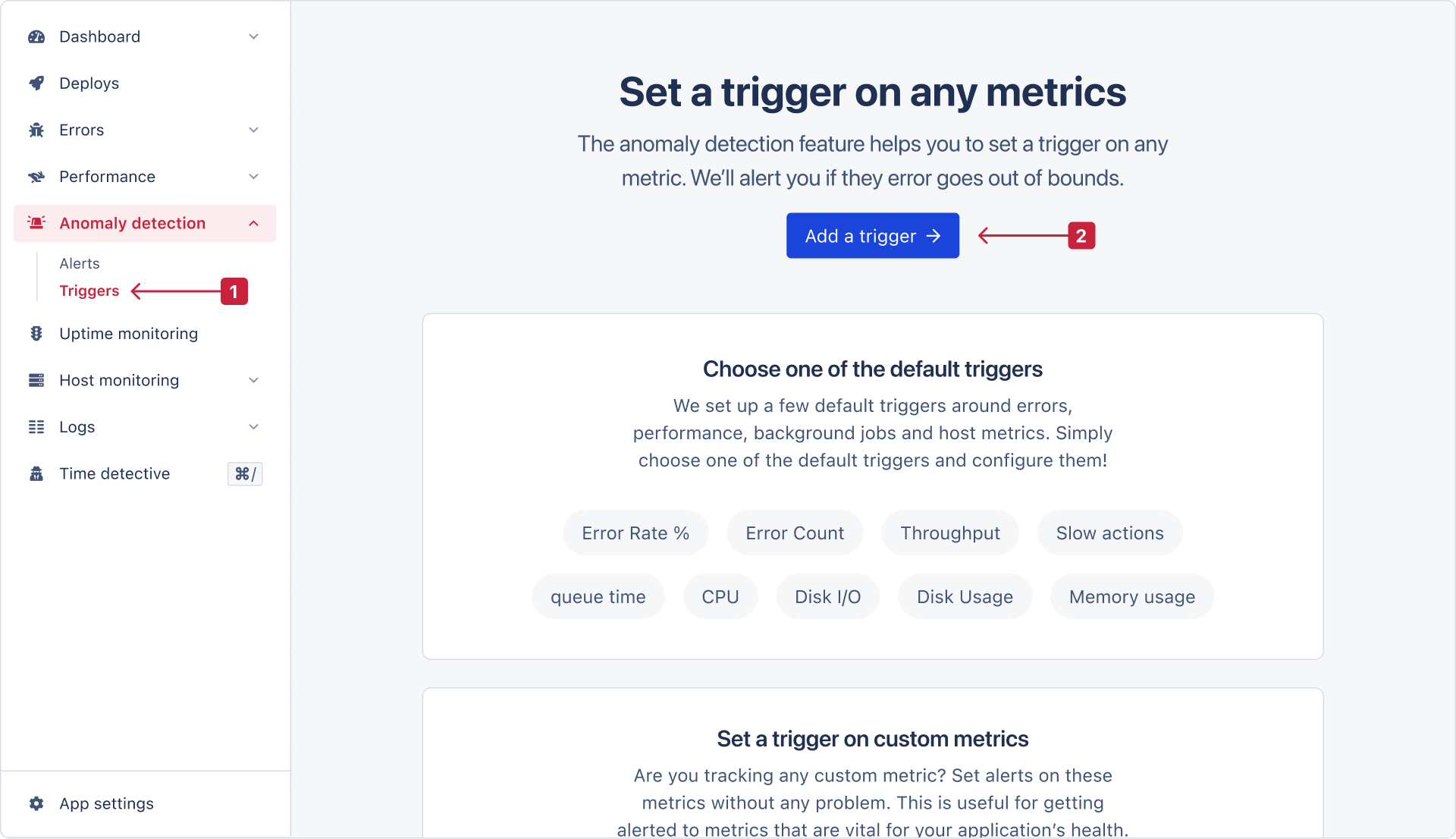 Setting up notifications for a custom metric - 1