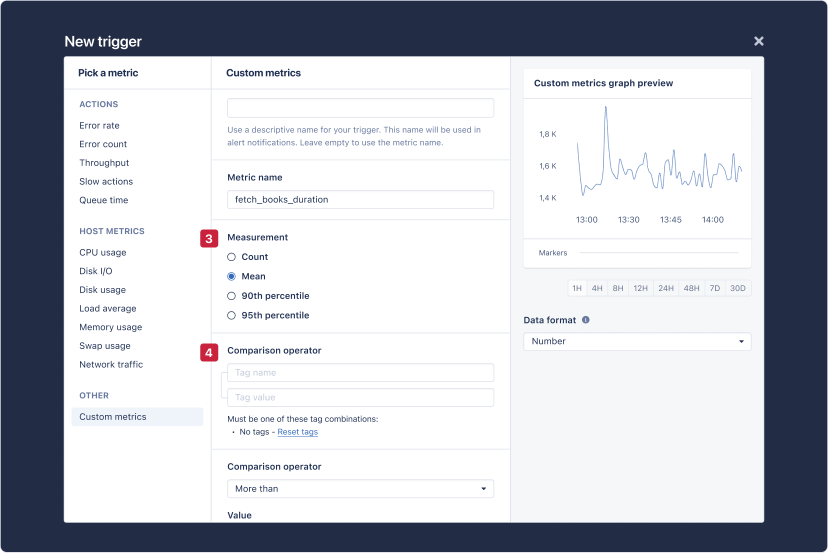 Setting up notifications for a custom metric - 2