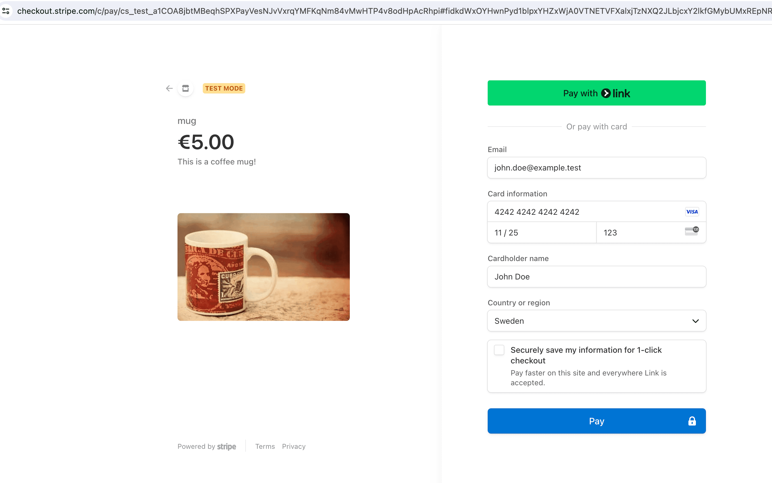 buy product on Stripe