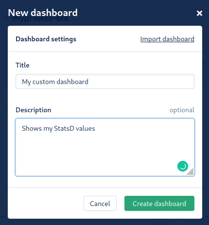 Creating a dashboard
