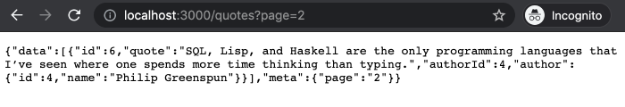 Page2 of Quotes API to show pagination working