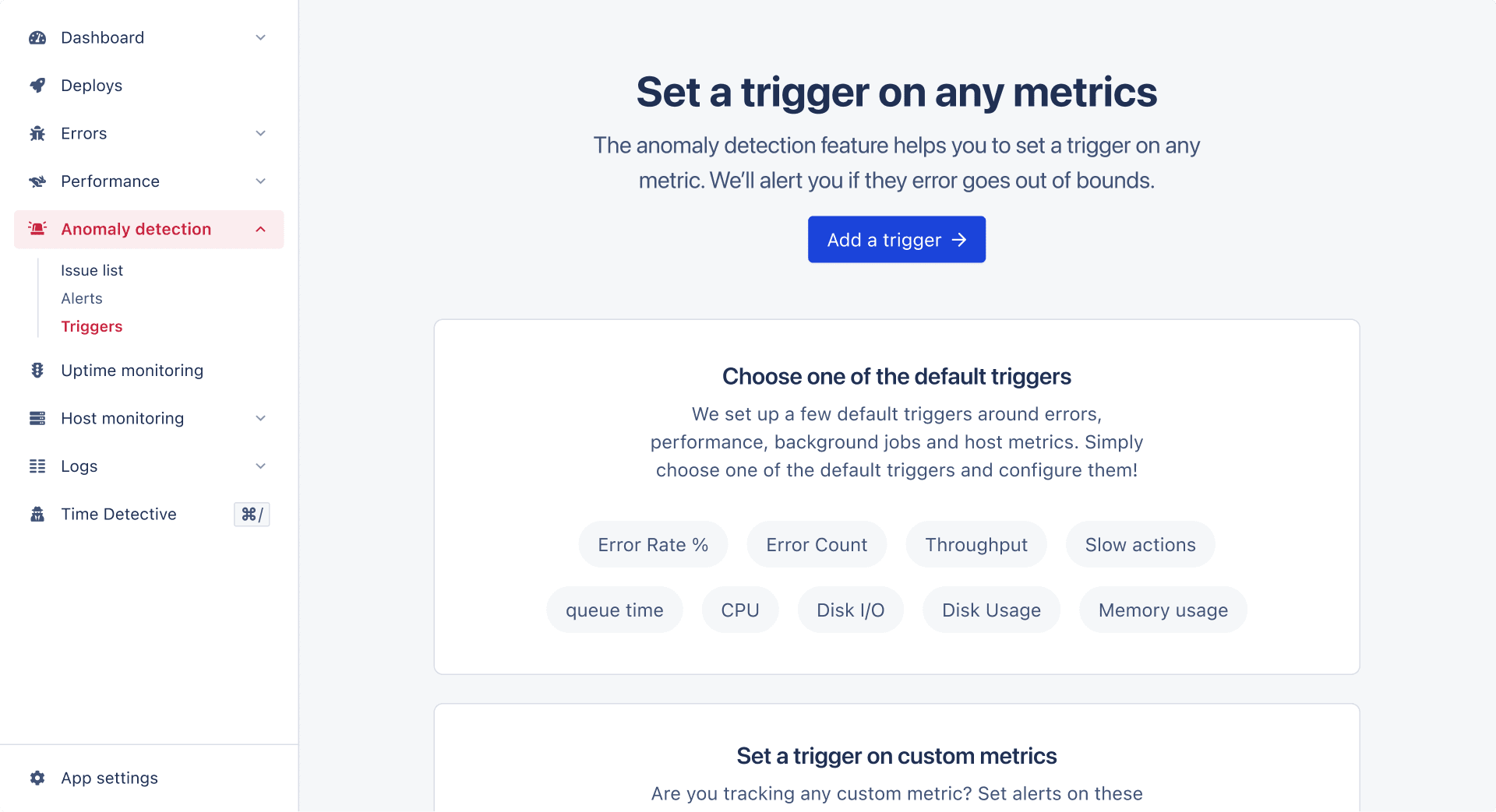 Set a trigger on any metric