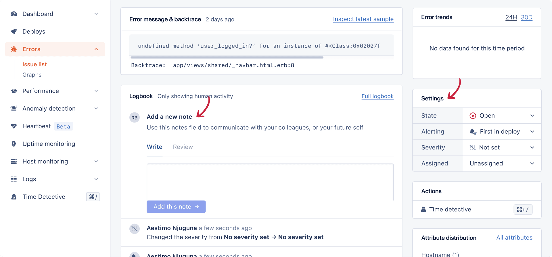 AppSignal error dashboard details