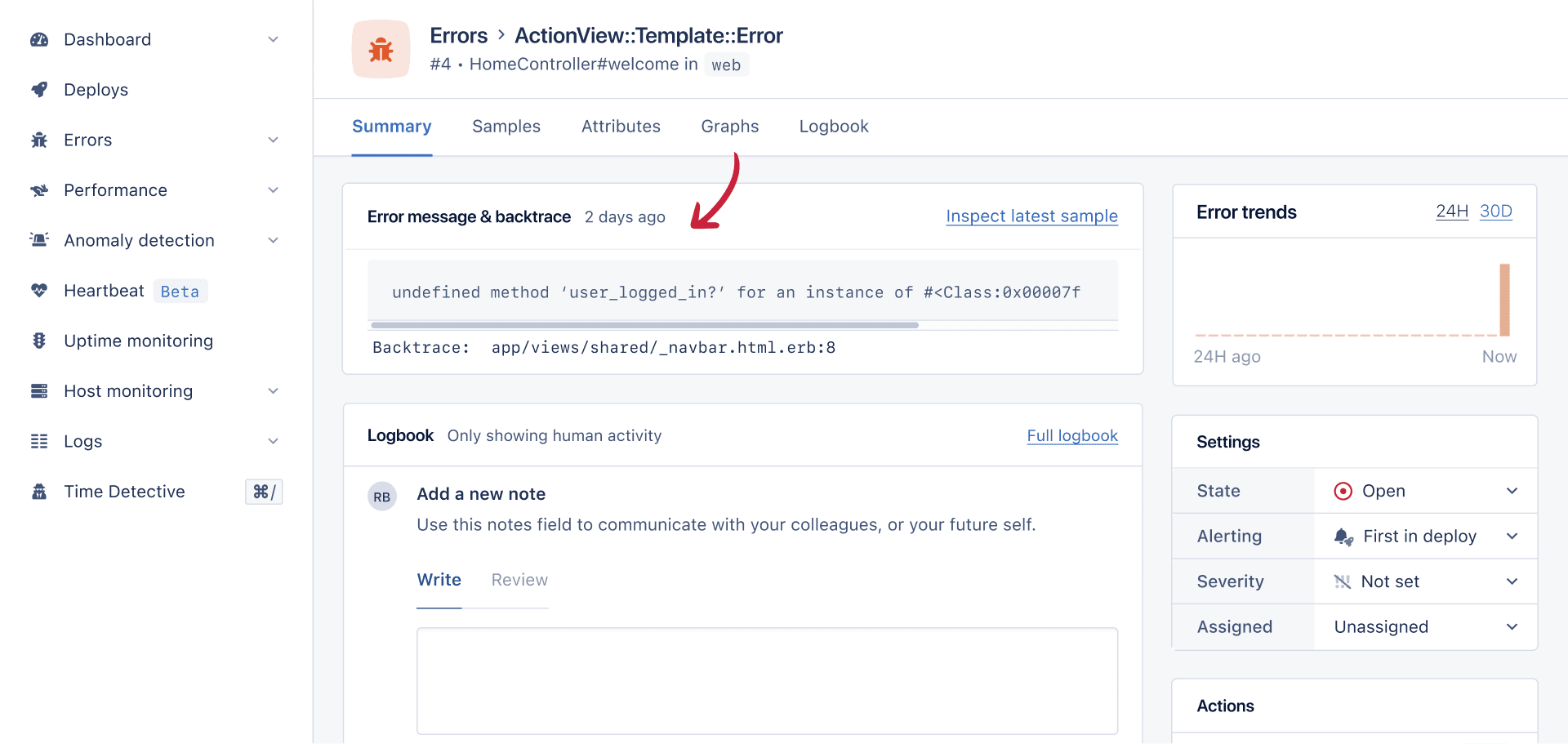 ActionView template error details