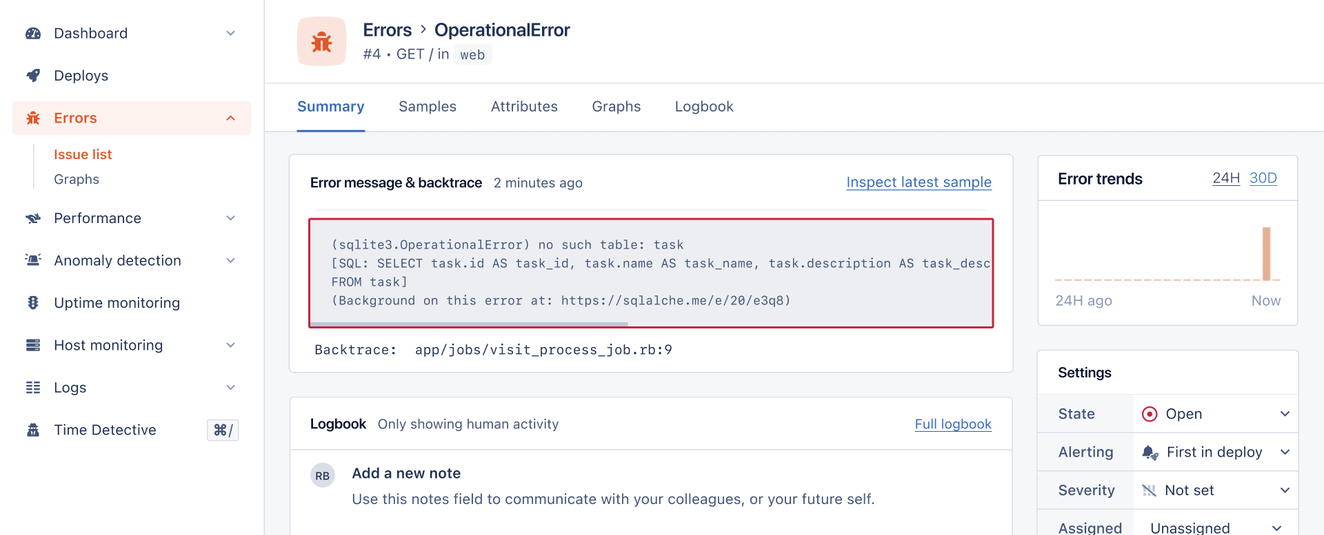 AppSignal Errors Issue Details