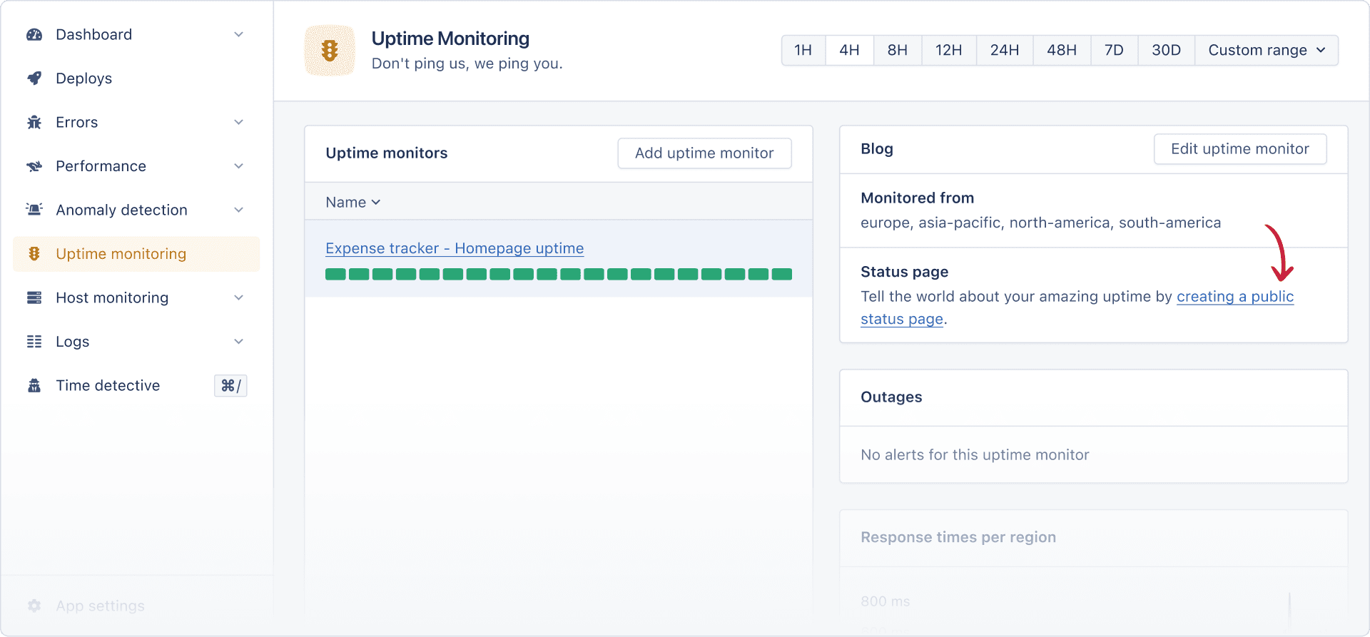 Creating a public status page - step 1